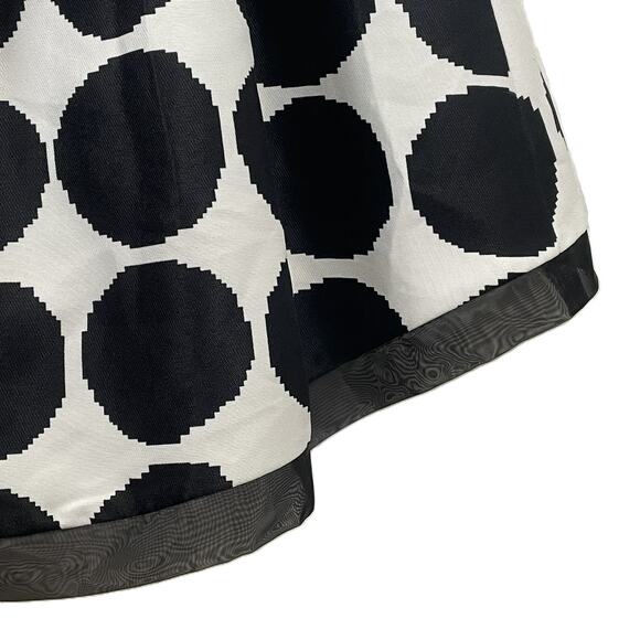 Gracia High-Low Skirt Black White Polka Dot Pleated Asymmetrical Ribbon Hem Sz L - Picture 10 of 15